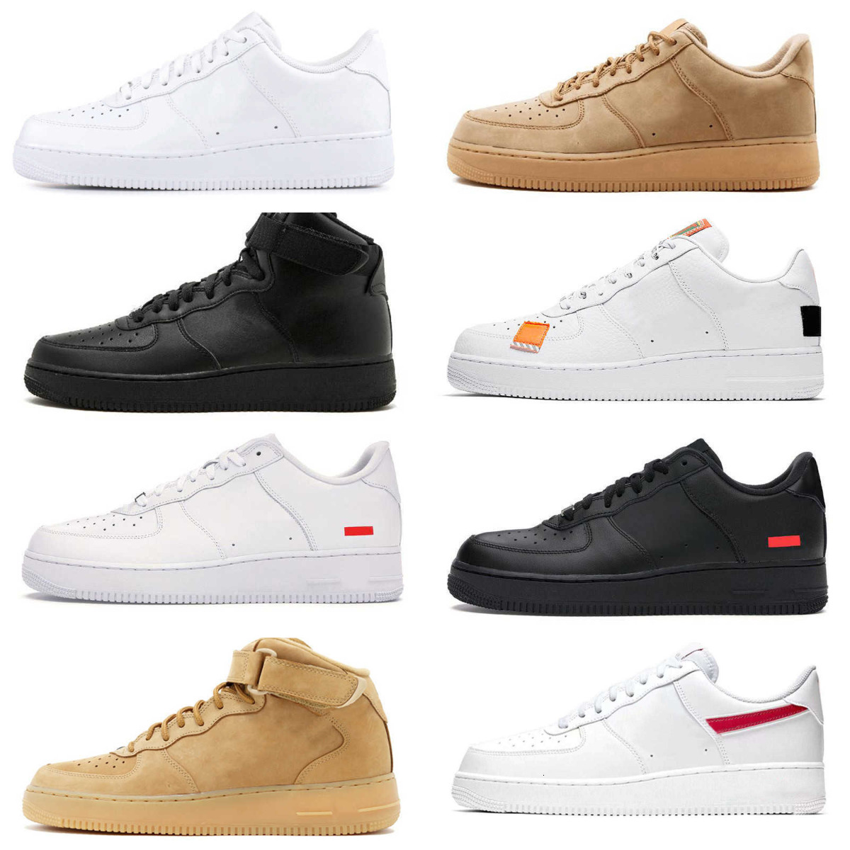 Designers 1 07 ForC Casual Shoes Trainers Men Women Low All White Pure Black Wheat Skateboard ONE Leather Original Sports Jogging Shoe High Running Outdoor Sneakers