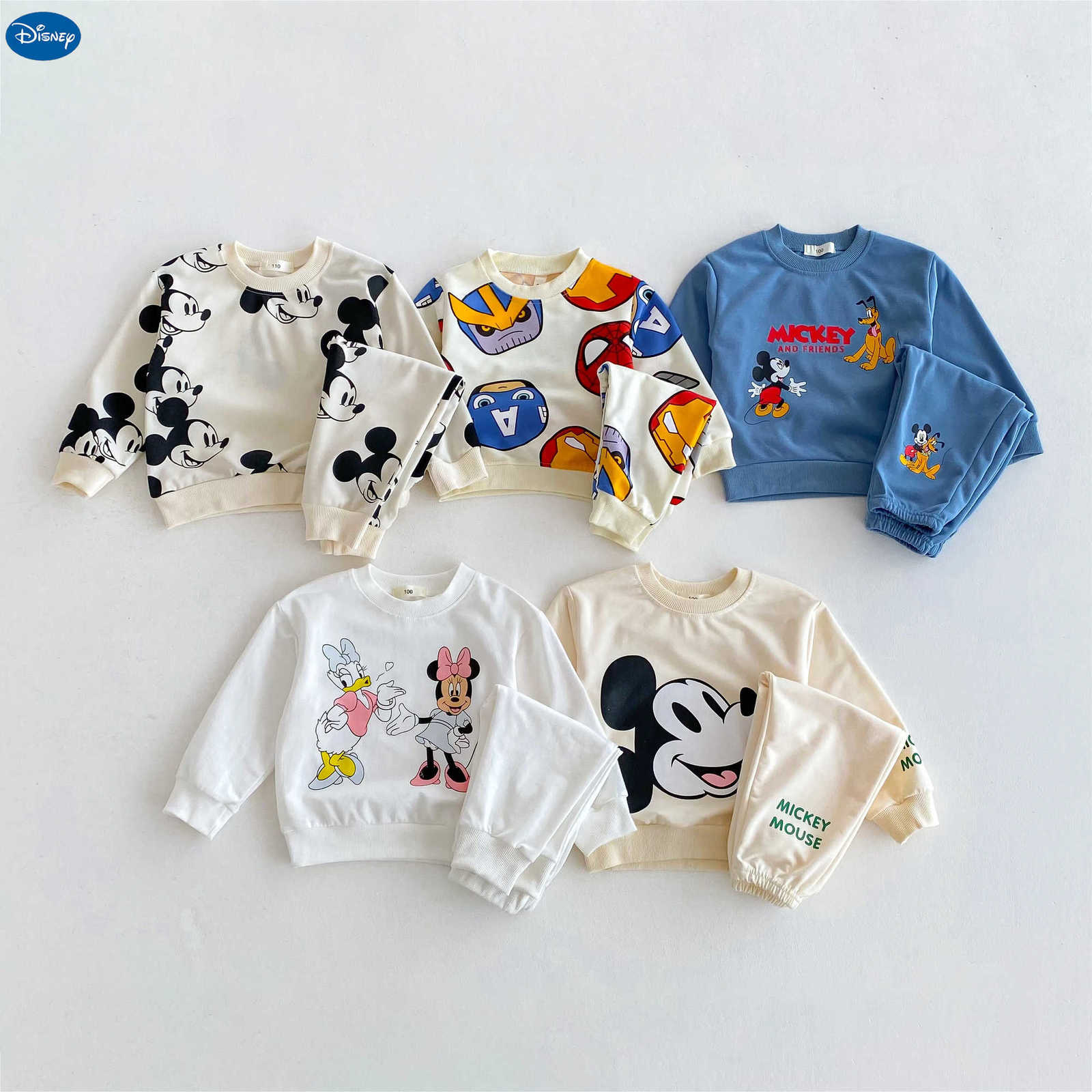 Disney Boys Clothes Children Mickey Sweatshirt Outfits Autumn Long Sleeve Suit Fashion Casual Tracksuit Kids 2 Piece Set Tops Pants H251022