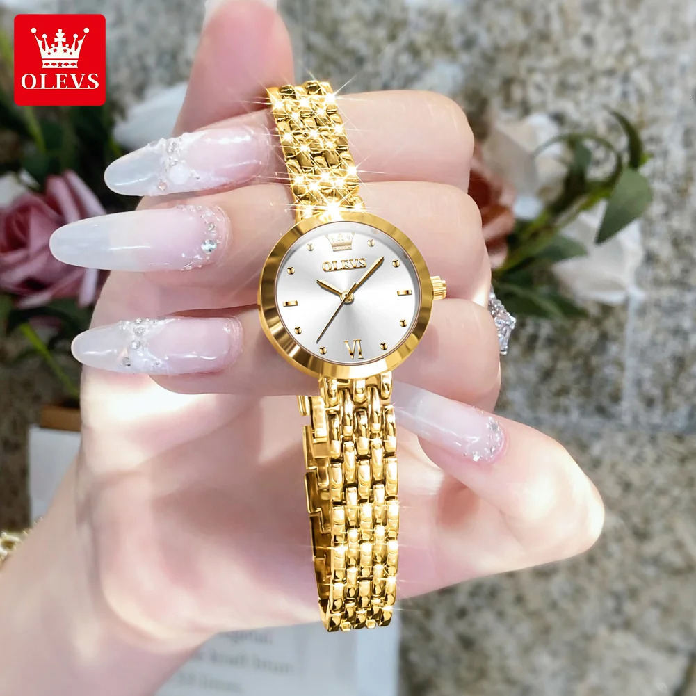 OLEVS Top Womens Watches Elegant Fashion Gold Watch for Women Original Simple Quartz Waterproof Wristwatch Ladies 251027w