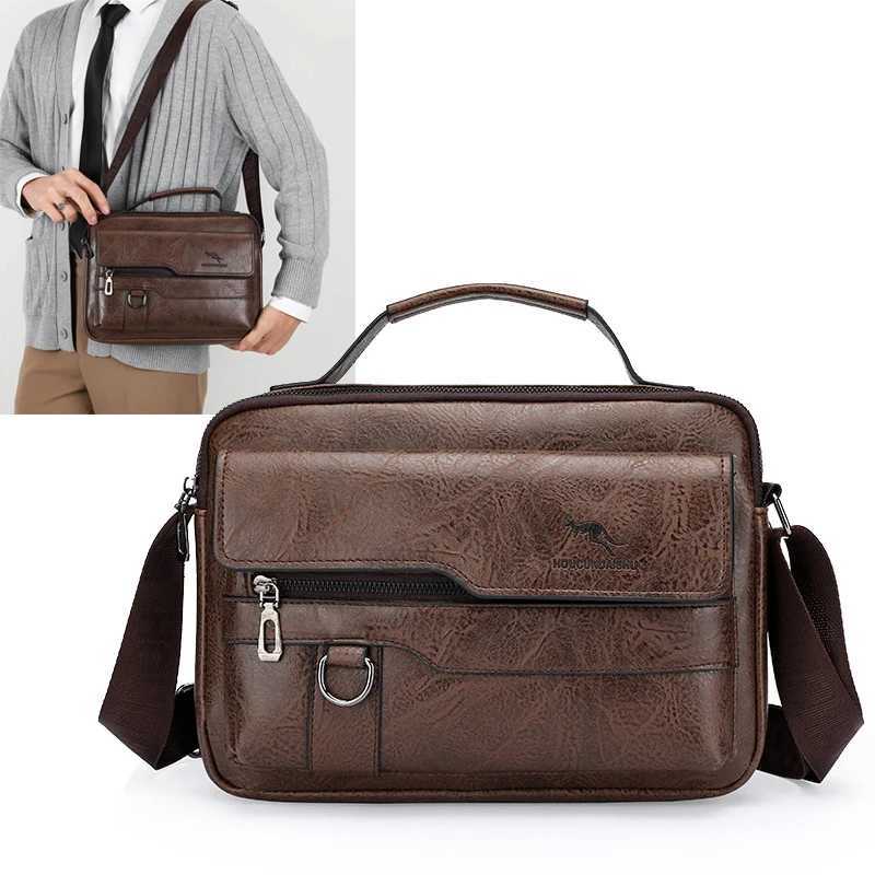 PU Leather Briefcase Hand Bag For Men Cross Messenger Office Business Tote Ipad Square Card Wallets Crossbody Shoulder Side Bag W251022