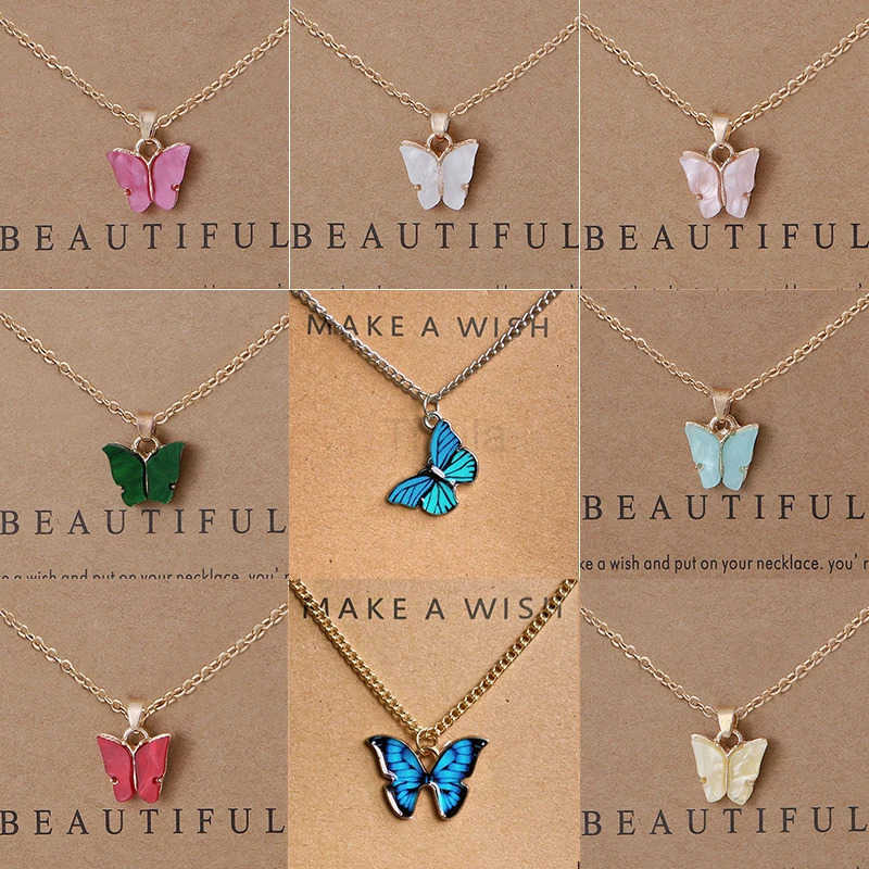 New Trendy Alloy Cute Elegant Luck Butterfly Beautiful Pendant Necklaces for Women Fashion Jewelry Dropship U251022