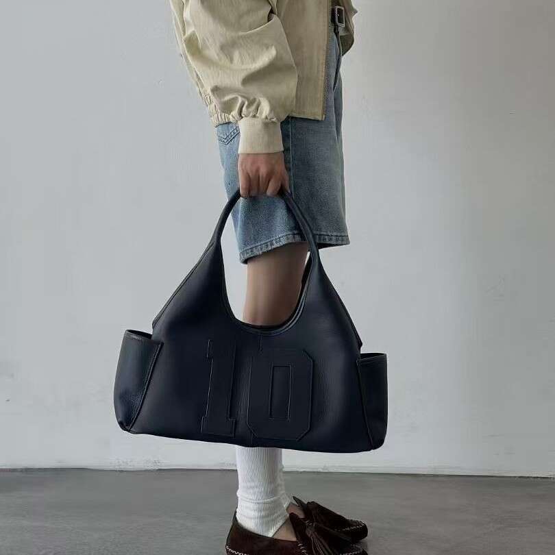 Top Layer Cowhide Tote Simple Niche High-End Feel Underarm Bag Large Capacity Casual Commuting Office Handbag