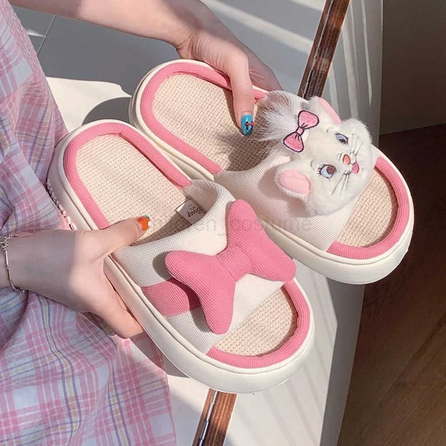 Disney women princess cute Mary Cat Cotton slippers nonslip soft bottom sports shoes for girl gift H251022