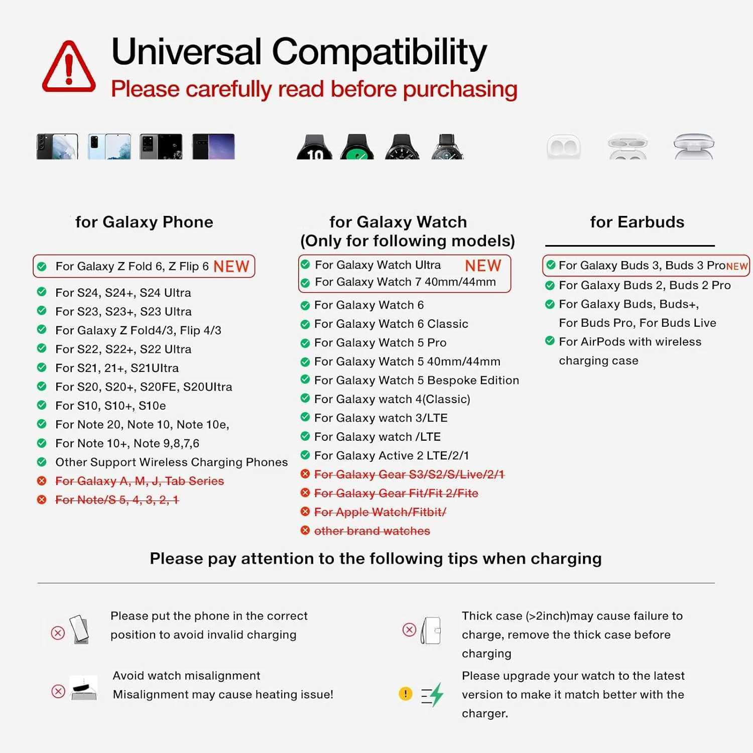 3 in 1 Wireless Charger for S24 S23 UltraS22S21Note 20Z Flip 6Z Fold 6 Fast Charging Station for Galaxy Watch 7 Pro J251114