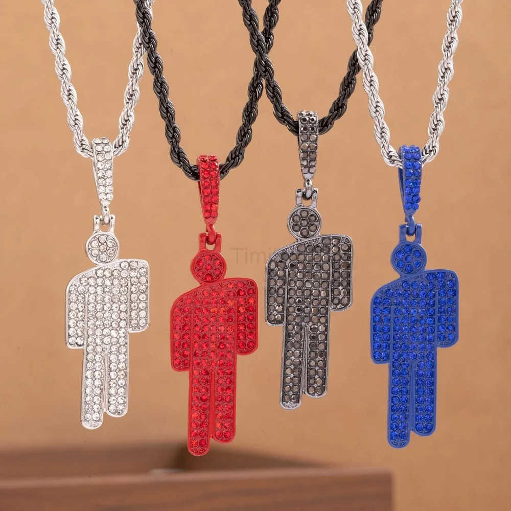Fashionable Luxury Cartoon OffCenter Rhinestone Pendant Necklace Trendy Hip Hop Unisex Pendants Gemstone Lock Chain U251022
