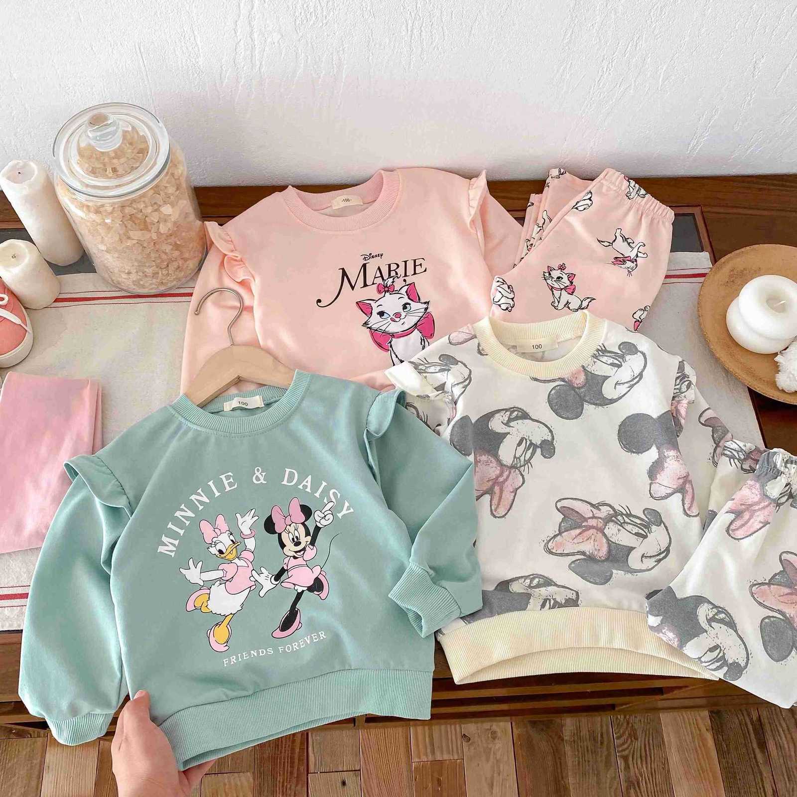 Disney Popular Design 06 Age Girl Clothing Long Sleeve Sweatshirt Set Crewneck Cartoon Cute Toddler Tracksuits Minnie Outfits H251022