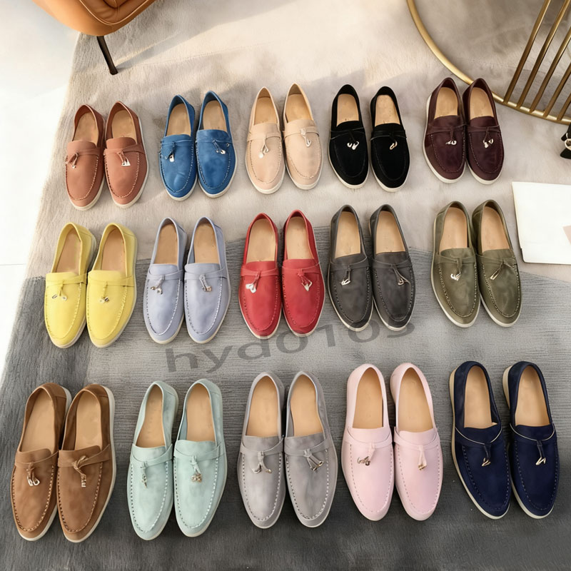 Designer shoes Dress for womens top quality Cashmere Leather women loafers High elastic beef tendon bottom fashion casual Flat Heel Soft sole Woman work Office Shoe