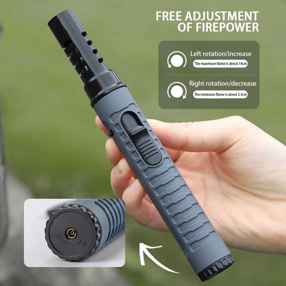 Portable Flamethrowers Lighter Windproof Torch Lighters Bright Fire Lighter with Keyrings for Candle BBQ Firework C251022