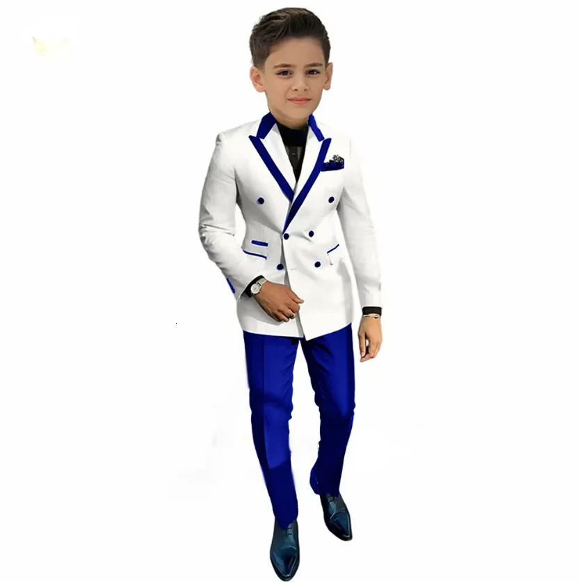 White Boy Suits Elegant Fashion Performance Formal Activities Child Outfits Boy Double Breasted Blazer Pants 2 Pcs 2 to 16 Years 251021