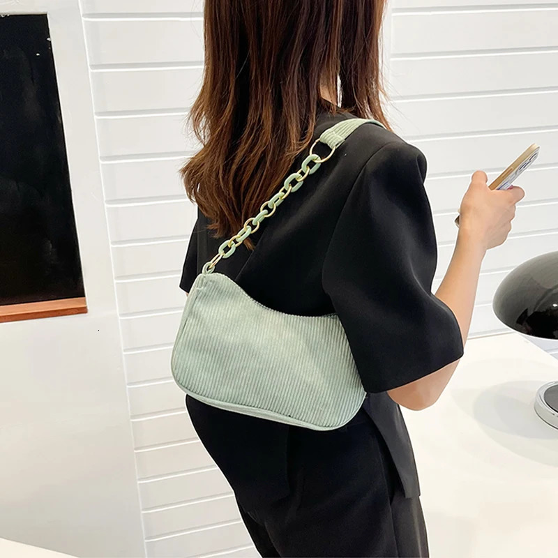 Fashion Vintage Handbag Autumn Winter Corduroy Underarm Bag Zipper Shoulder Small Bags Female Soft Casual Clutch 251018