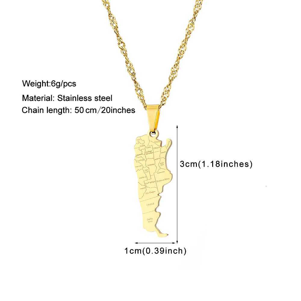 Fashion Argentina Map City Pendant Necklace Stainless Steel Men Women Gold Color Ethnic Maps Jewelry Gift V251022