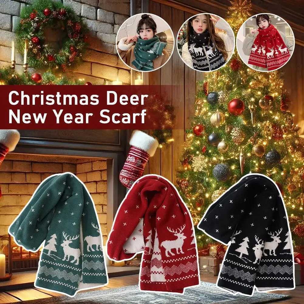2025 Santa Claus Knitted Red Scarf Womens Autumn And Versatile Winter Scarf Year Student Couple Version New Gift Warm Kore B5W2 J251022