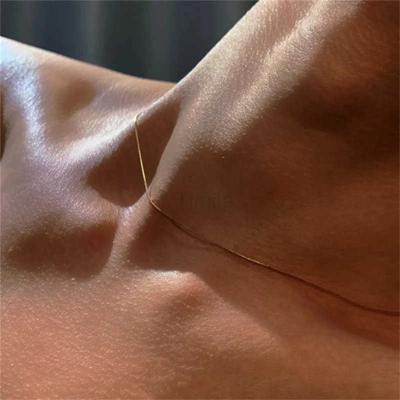 Vintage Gold Color Stainless Steel Snake Chain Necklace For Women Fashion Clavicle Chain Necklace Men Party Jewelry Accessories U251022