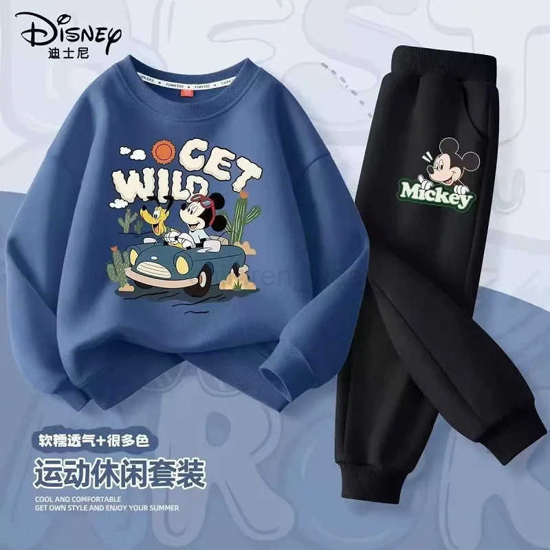 Disney Autumn Baby Girl Boy Clothes Set Children Mickey Printing Sweatshirt Top and Pants Bottom 2 Pcs Suit Cotton Tracksuit H2510221