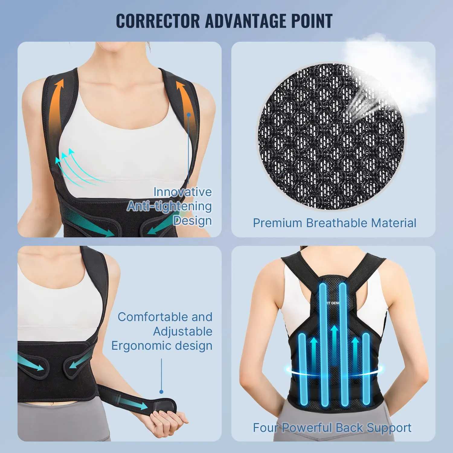 Back Brace Posture Corrector For Unisex Shoulder Straightener Adjustable Full Back Support Upper Hunchback Spine Corrector D251022