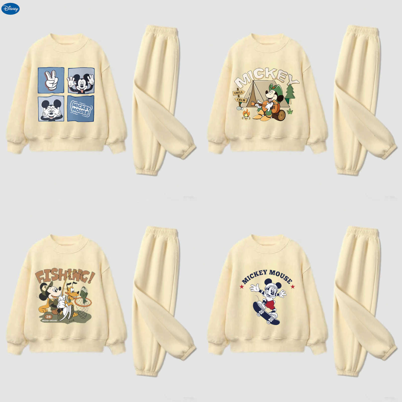 Disney Mickey Mouse SweatshirtsPants Twopiece Cartoon Printed Hoodie Loose Casual Trousers Kids New Spring Autumn Clothing Outfits H251022