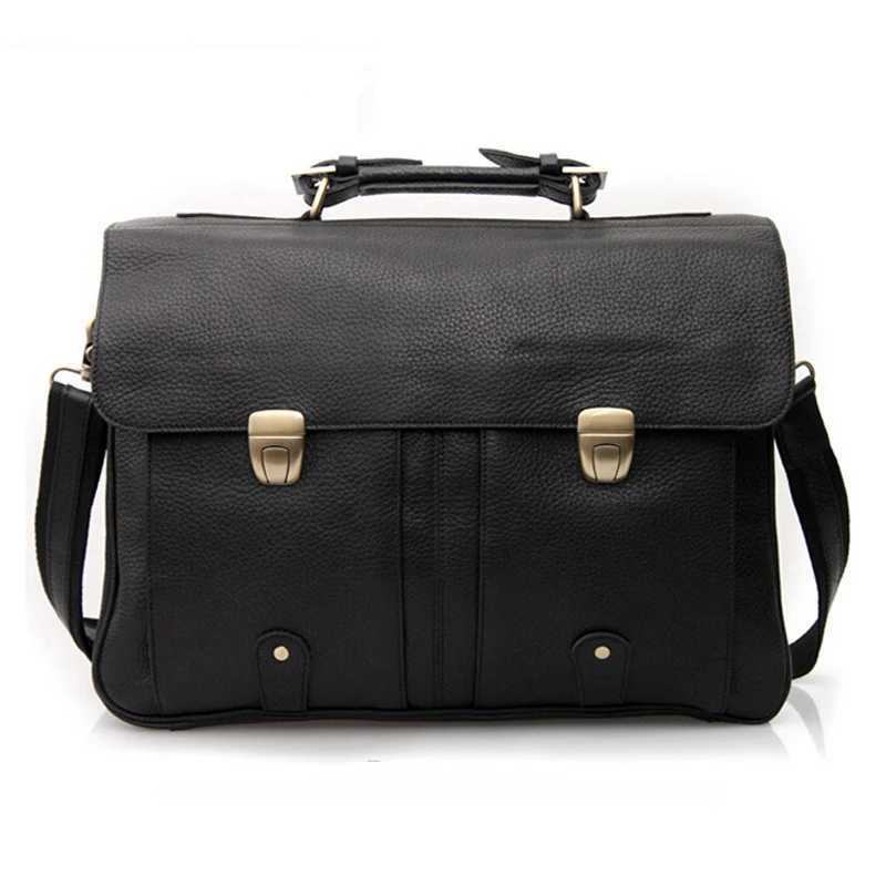FANCODI Genuine Leather Briefcase men Business Bag Male Portfolio Attache Case Leather 156 Laptop Bag Office tote Handbag big W251022