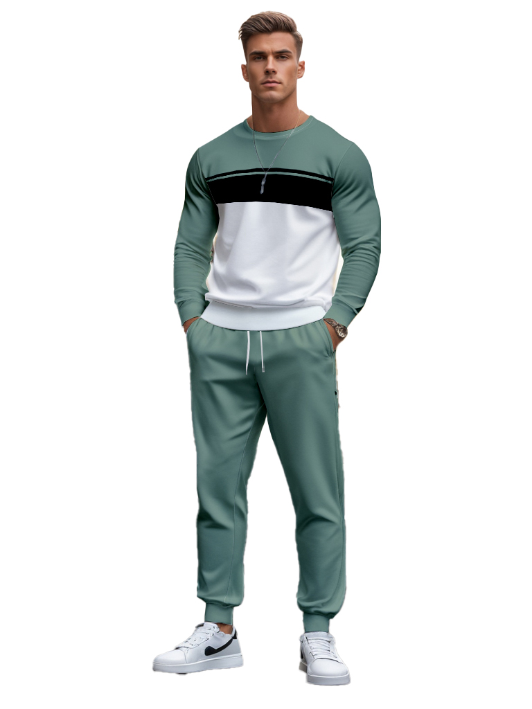 Men's Brown Knitted Cotton Blend Long Sleeve Round Neck Sweatshirt Ankle-Length Casual T-Shirt Comfortable Outdoor Wear - YLWY00153