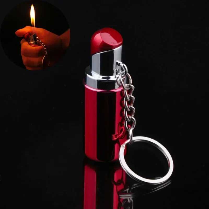 New 2025 Creative Open Fire Gas Lighter Personty Mini Key Chain Cigarette Accessories Small Gift for Men C251022