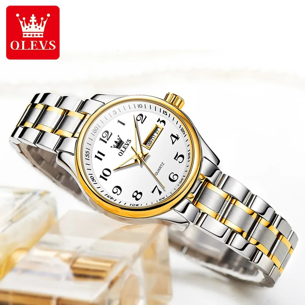 OLEVS Quartz Watch for Women Elegant Stainless Steel Watch Luminous Waterproof Week Date Wristwatch Ladies Dress Watch 251027