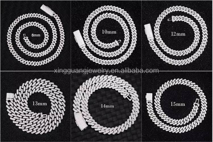 RTS 615mm VVS Diamond Moissanite Chain Necklace S925 Silver GRA Moissanite Cuban Lidynamic Chain Fine Jewelry Necklaces