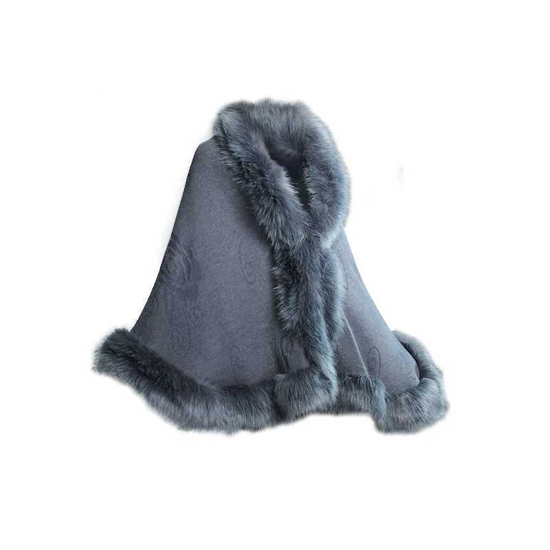 13 Colors Open Stitch Long BAWting SLeeves Wedding Party ShAWl Embossing Floral Poncho CAPe Faux Fur Neck Cloak Knitted Coat J251129