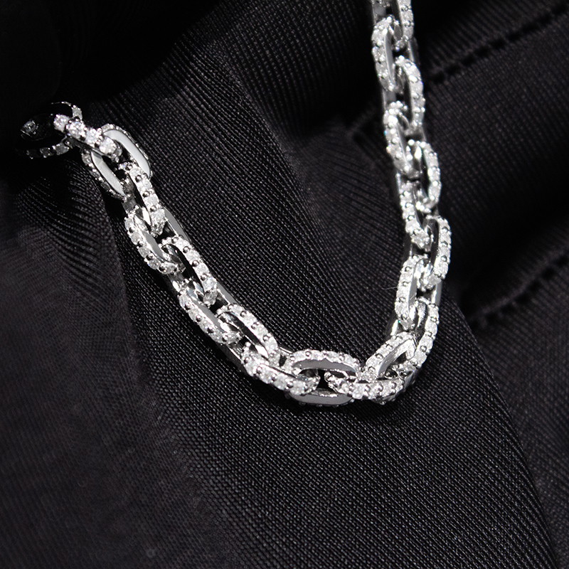 5mm 925 Solid Silver Fully Iced Out Hip Hop Jewelry Man Infinity Cuban Link Bracelet Moissanite