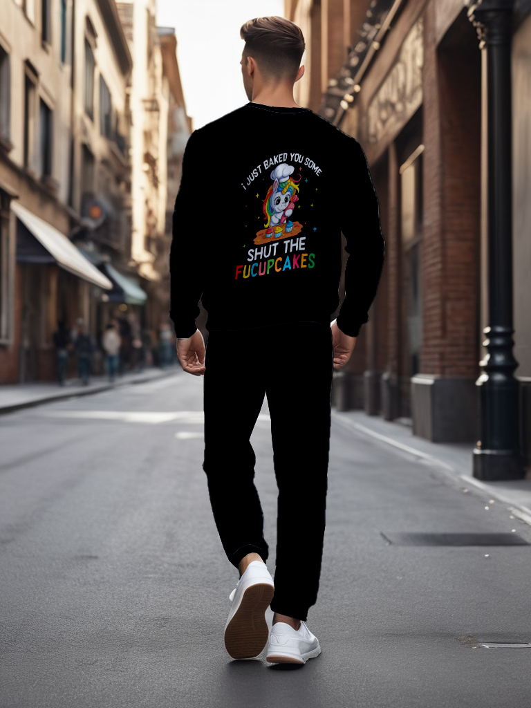 Men's Brown Knitted Cotton Blend Long Sleeve Round Neck Sweatshirt Ankle-Length Casual Outdoor Comfortable T-Shirt - YLWY00185