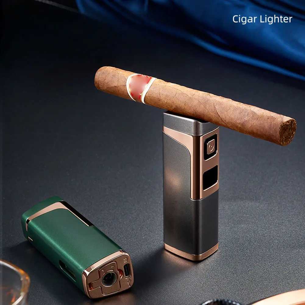 Windproof JetFlame Lighters TripleFlame Torch Lighter with Cigars Cutter Metal Butane Inflatable Lighter for Men C251022