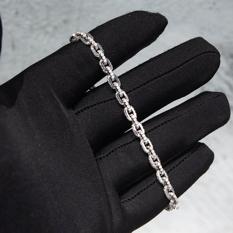 5mm 925 Solid Silver Fully Iced Out Hip Hop Jewelry Man Infinity Cuban Link Bracelet Moissanite