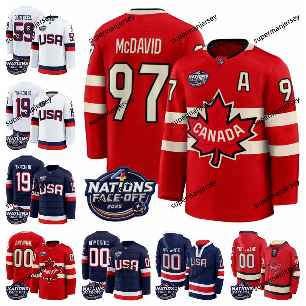 Canada Ice Hockey Jersey 2025 Four Nations FaceOff Jersey Crosby Barzal Bedard MacKinnon Marchand Marner Makar Skinner Stamkos