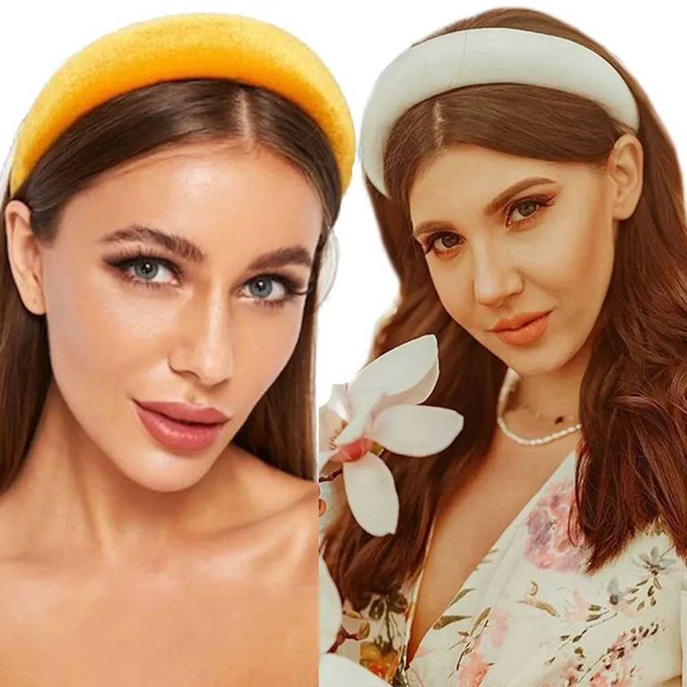Haimeikang New Padded Headbands For Women Wide Velvet Bezel Hair Band Hair Hoop Girls Sponge Thick Solid Color Hair Accessories V251022
