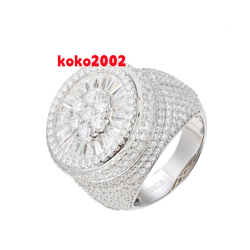 USA Local Stock Shipping Iced Out Hot Selling Women Moissanite Pass Diamond Tester Mens Ring 925 Silver VVS Moissanite MEN Ring