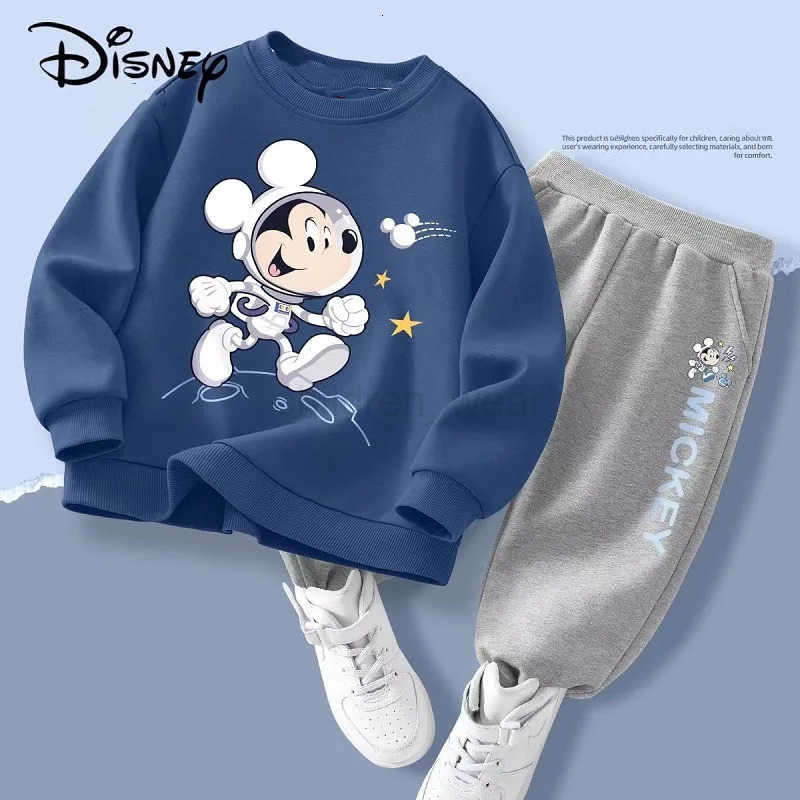 Disney Autumn Baby Girl Boy Clothes Set Children Mickey Printing Sweatshirt Top and Pants Bottom 2Pcs Suit Kid Cotton Tracksuit H25102211