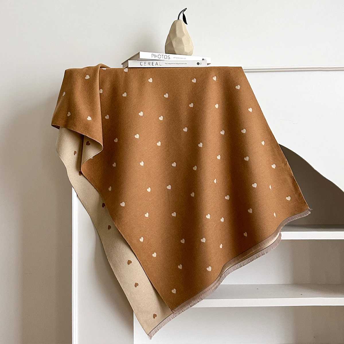 Luxury Brand Winter Imitation Cashmere Heart Scarves for Women Shawl Female Poncho Thick Warm Bufanda Echarpe Femme J251118