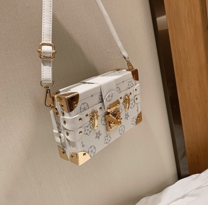 Free shipping Designer Patterned Trunk Bag with Metal Decoration Daily Occasion Wear Fashion Stylish Versatile Trendy