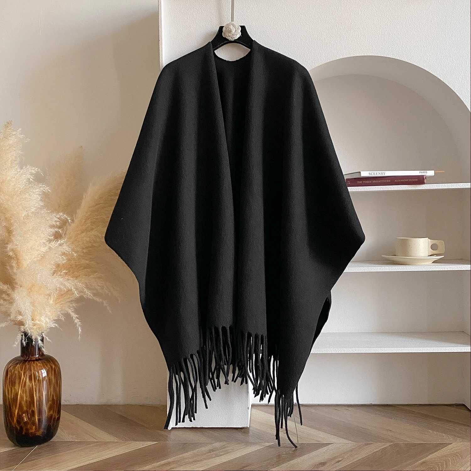 Winter Women Poncho Warm Shawl Double Sided Designer Thickening Blanket Luxury Scarf Female Cloak Cashmere Cape Stole J251129