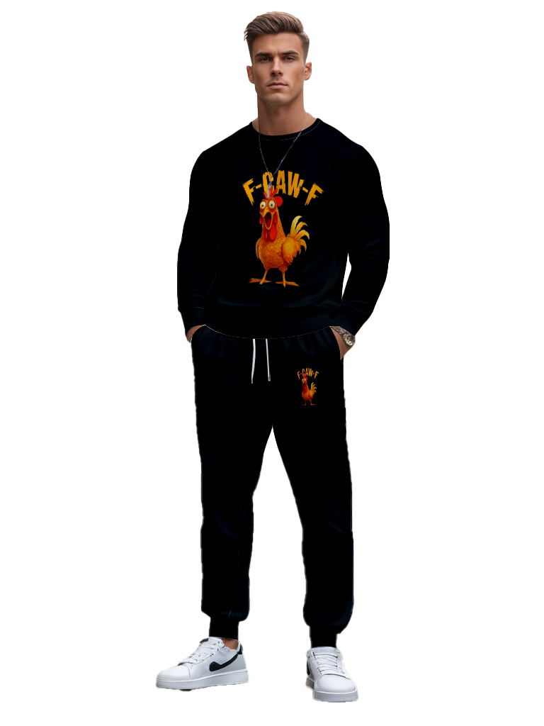 Men's Brown Knitted Cotton Blend Long Sleeve Round Neck Sweatshirt Ankle-Length Casual T-Shirt Comfortable Outdoor Wear - YLWY00170