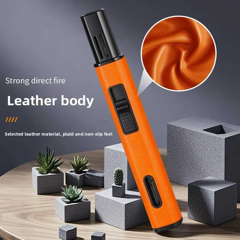 Windproof Butane Lighter Adjustables Blue Flames Inflatable Lighter for Outdoor BBQ C2510224