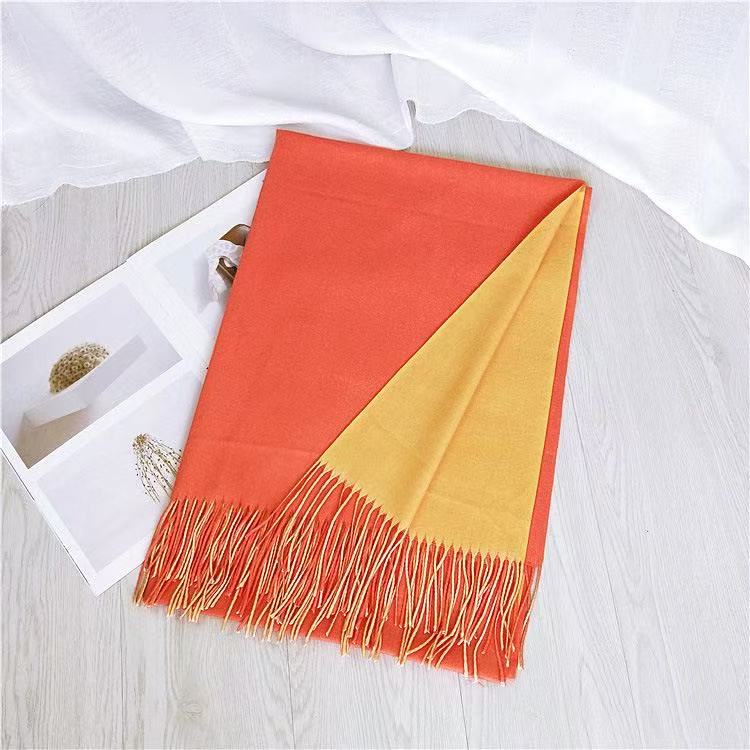 T2118 new two-color scarf women's spring and autumn winter thick Korean version double-sided warm shawl neck scarf