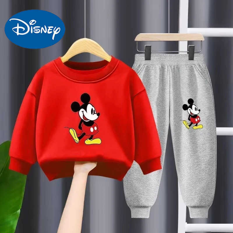 Disney Autumn New Childrens Clothing Sets Cute Mickey Print Boys Sweatshirt and Sweatpant Two Piece Suit Girls Tracksuits H251022