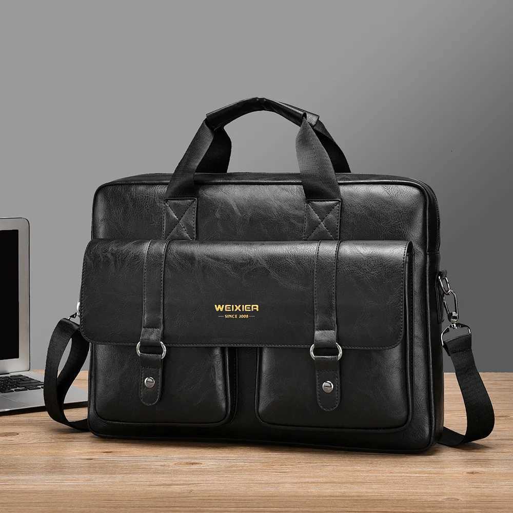Mens business briefcase largecapacity highend laptop bag singleshoulder crossbody simple handheld briefcase W251022