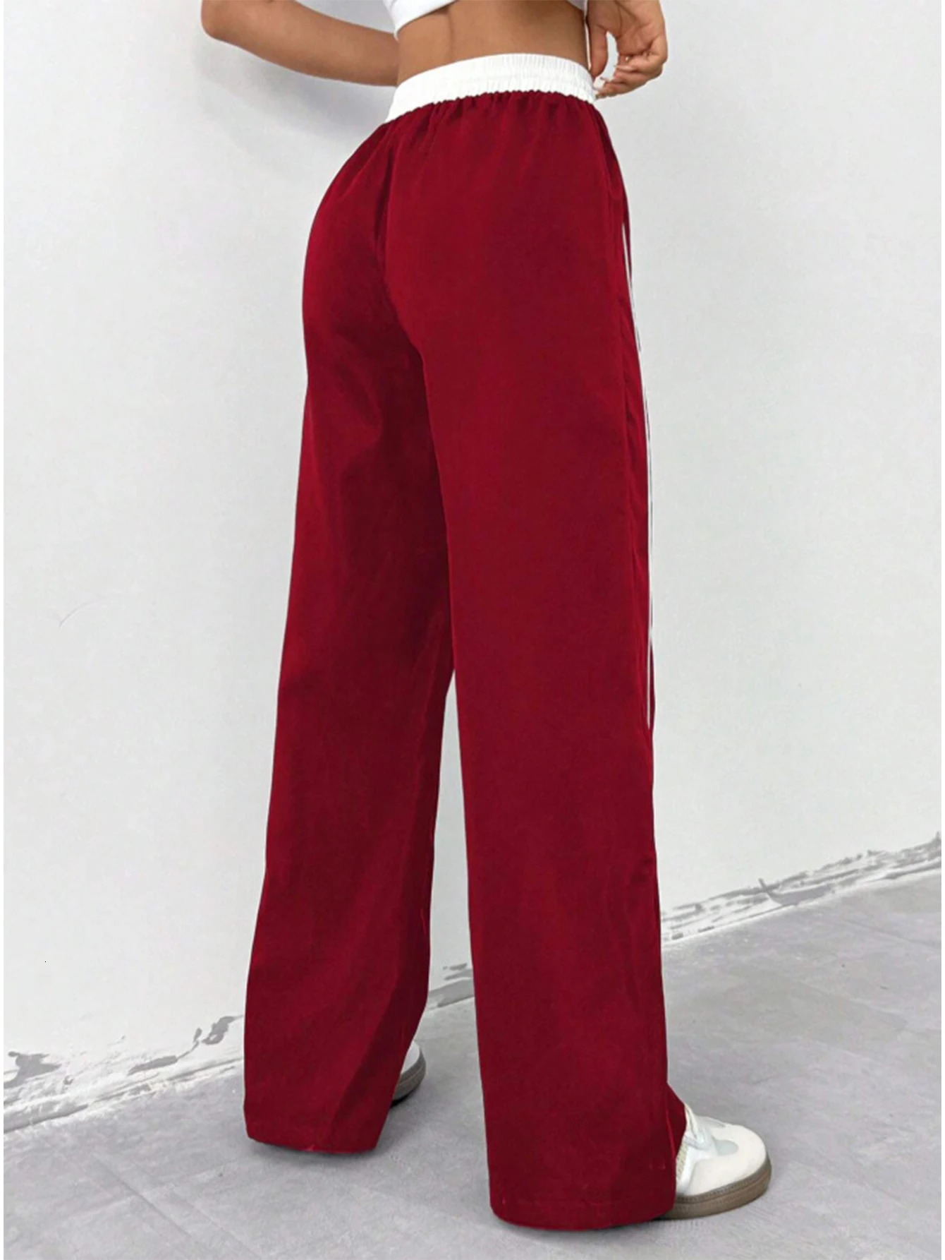 European and American autumn winter fashion item solid color loose casual niche versatile wide leg pants 251017