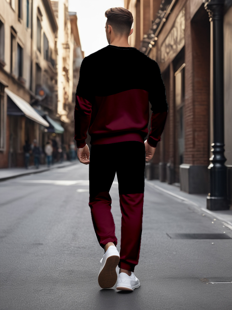 Men's Brown Knitted Cotton Blend Long Sleeve Round Neck Sweatshirt Ankle-Length Casual T-Shirt Comfortable Outdoor Wear - YLWY00159