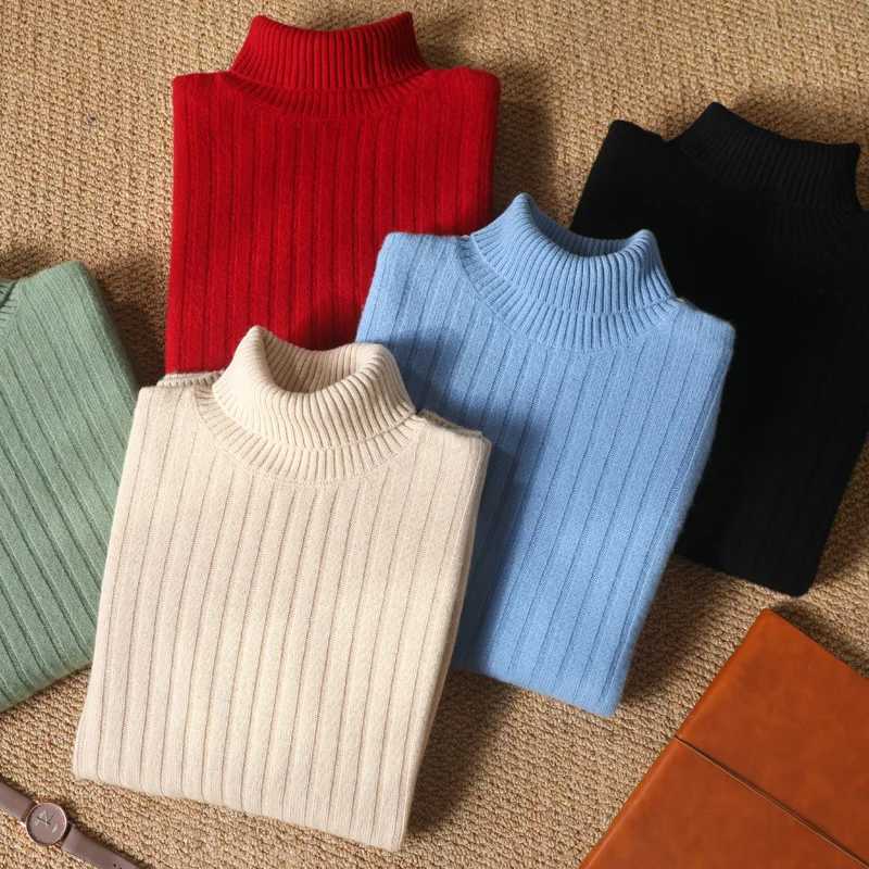 High Quality Men Winter Thick 100 Merino Wool Sweater Turtleneck Pullover Smart Casual Cashmere Knitwear Soft Warm ClothingXJ251022