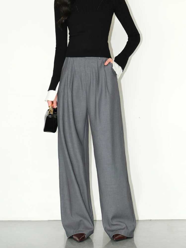 Multicolor Office Highwaisted Wideleg Suit Pants Womens 2025 Autumn Loose and Drape Casual Straight Mopping TrousersT251022