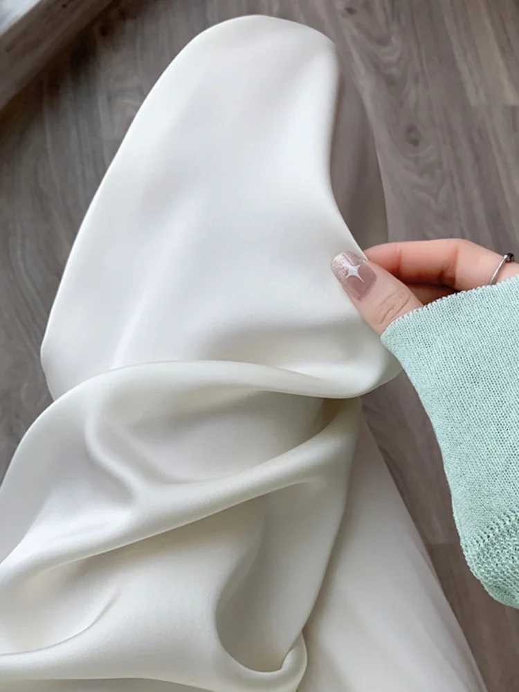 Womens Wide Leg Pants Summer Ice Silk Straight Trousers High Waist Ladies Casual Loose Satin Soft Fulllength Pants for WomenT251022