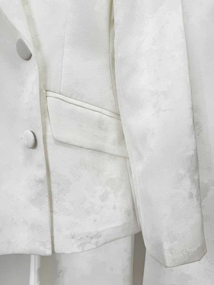 HIGH STREET Newest 2025 Designer Suit Set Womens Slim Fitting Jacquard Blazer Jacket Flare Pants SuitT251022