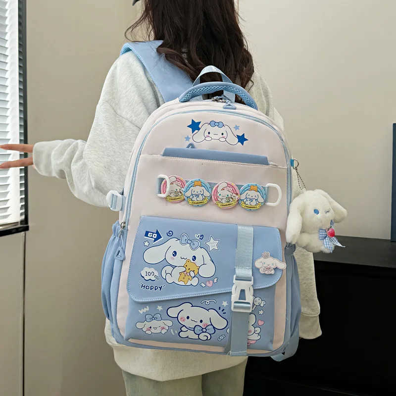 Sanrio Kuromi Melody Cute Cartoon Backpack Large Capacity School Bag for Girls Boy with Multi Pockets Students Cinnamoroll L251022