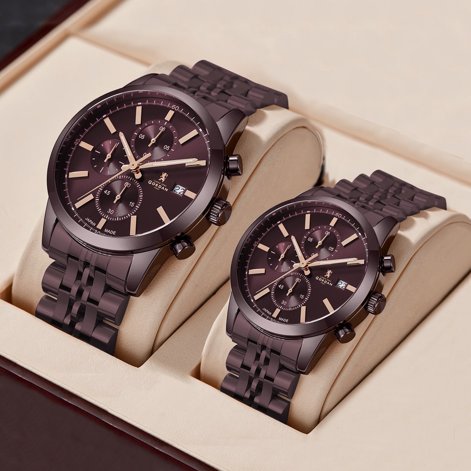 222A Stylish Dual-Gender Chronograph Watch Precision Quartz Motion in a Sleek Metal Frame Suitable for Both Lover Wedding Gift